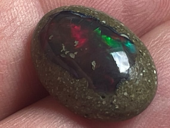 Genuine precious opal with matrix (Africa) pendant in sterling silver (925) in a special design