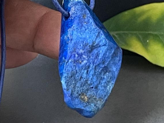 Drilled lapis lazuli pendant, deep blue tone, reversible, fantasy shape, gemstone pendant, gift for her