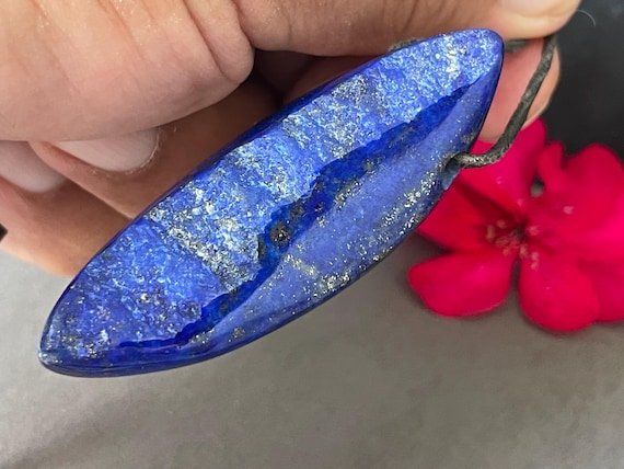 Special, larger lapis lazuli pendant drilled – spiritual gemstone jewelry as a unique piece for intuition truth new energy, the eye