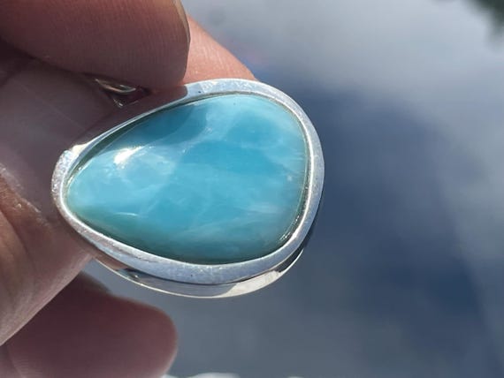 Very nice Larimar Pendant in an extravagant design with silver (925) sterling.