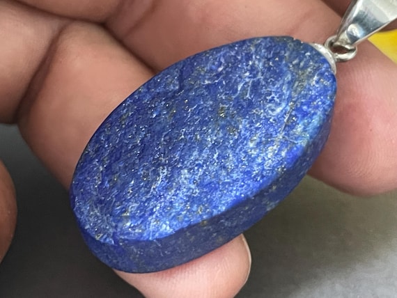 Genuine lapis lazuli pendant with silver eyelet