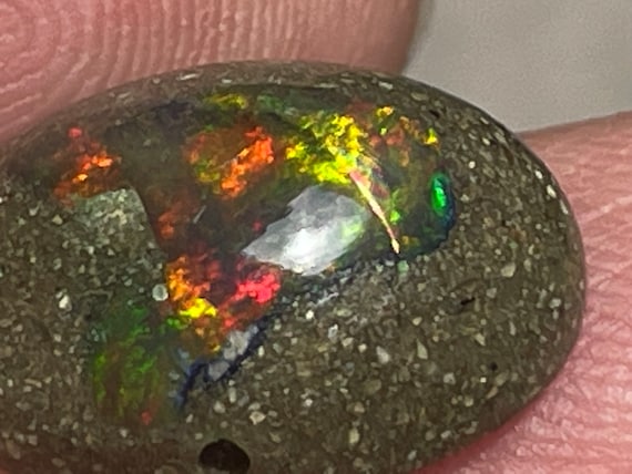 Genuine precious opal with matrix (Africa) pendant in sterling silver (925) in a special design