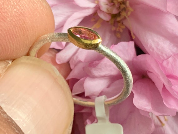 Very fine tourmaline ring in sterling silver 925 sterling with gold-plated edge (5 microns)
