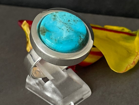 Real turquoise Ring in silver (925) sterling