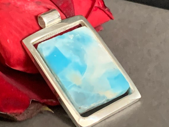Very nice Larimar Pendant in an extravagant design with silver (925) sterling.
