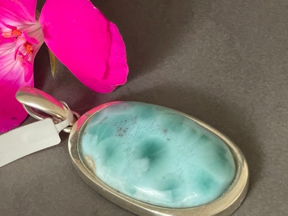Very nice Larimar Pendant in an extravagant design with silver (925) sterling.