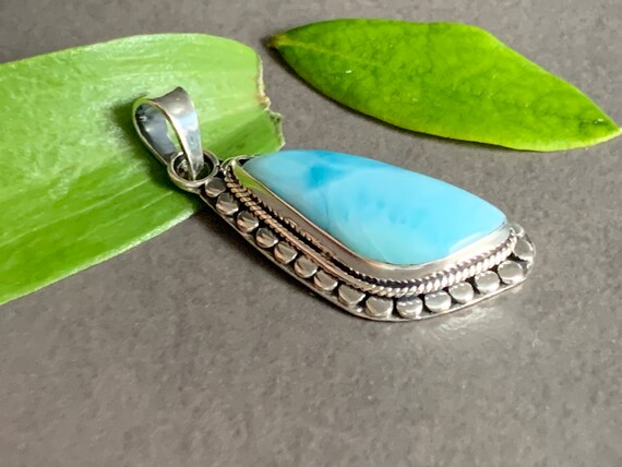 Very nice Larimar Pendant in an extravagant design with silver (925) sterling.