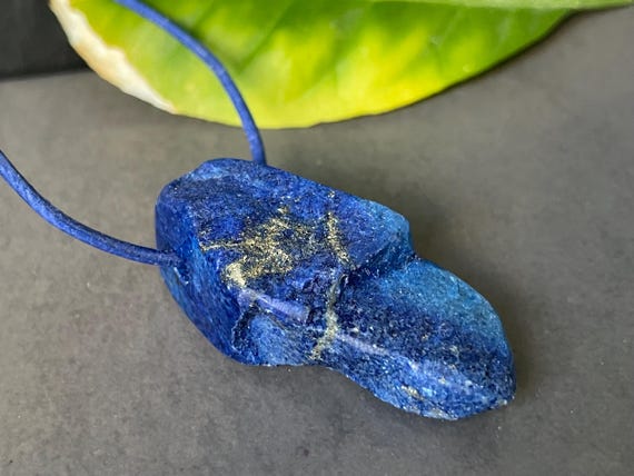 Drilled lapis lazuli pendant, deep blue tone, reversible, fantasy shape, gemstone pendant, gift for her