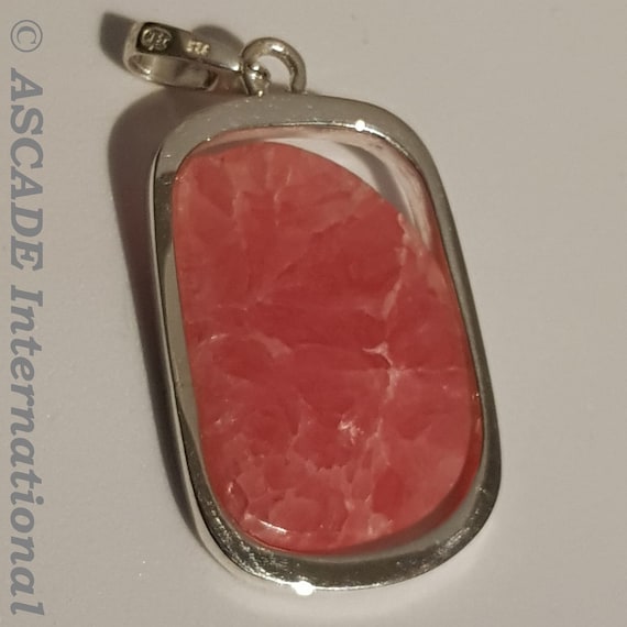 Rhodochrosite pendant in sterling silver