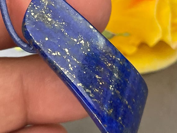 Drilled lapis lazuli pendant – Royal Blue, usable on both sides, deep blue natural stone with character