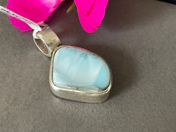Very nice Larimar Pendant in an extravagant design with silver (925) sterling.