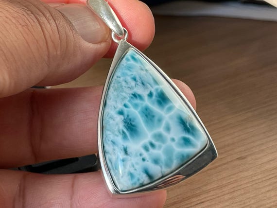 Very nice Larimar Pendant in an extravagant design with silver (925) sterling.