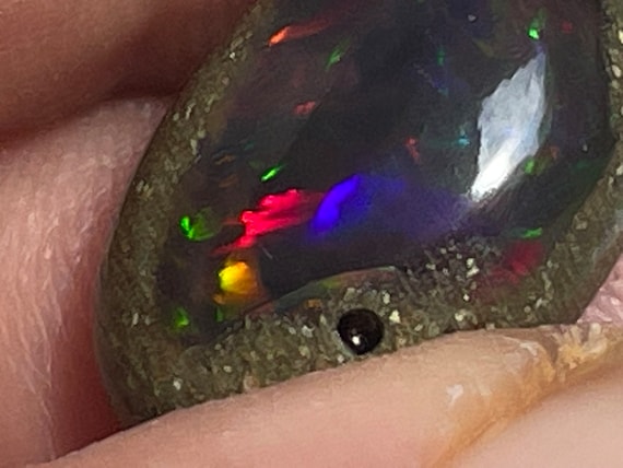 Genuine precious opal with matrix (Africa) pendant in sterling silver (925) in a special design