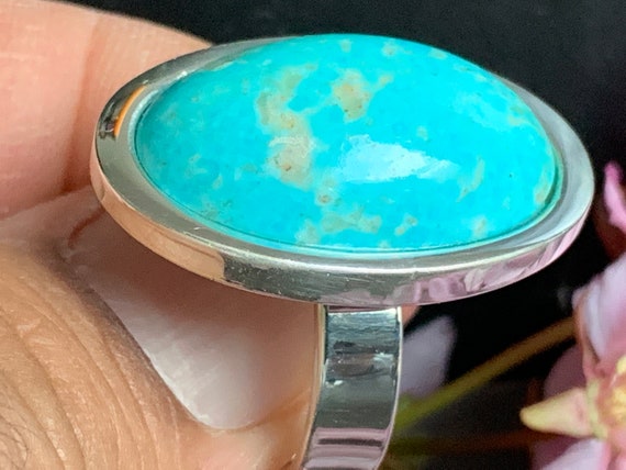 Real turquoise Ring in silver (925) sterling