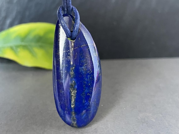 Drilled lapis lazuli pendant, deep blue tone, reversible, fantasy shape, gemstone pendant, gift for her