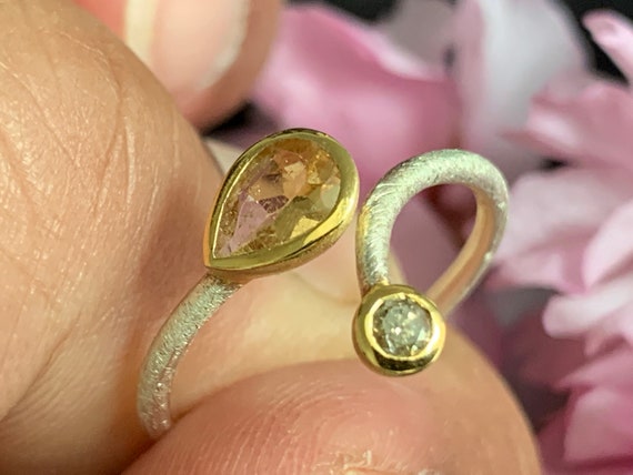 Very fine tourmaline ring in sterling silver 925 sterling with gold-plated edge (5 microns)