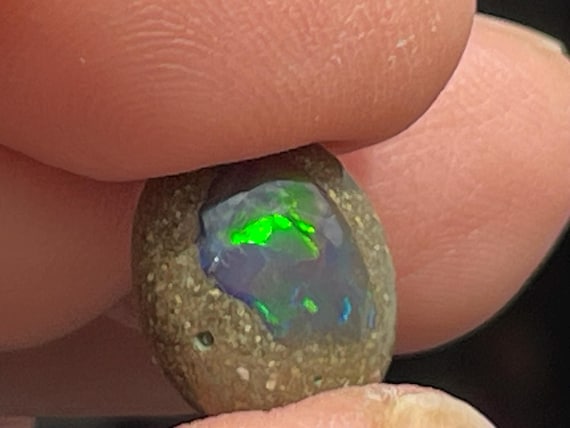 Genuine precious opal with matrix (Africa) pendant in sterling silver (925) in a special design