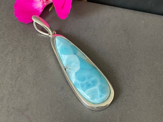 Very nice Larimar Pendant in an extravagant design with silver (925) sterling.