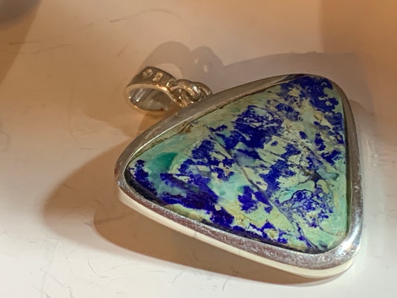Rare Azurite / Chrysocolla pendant with silver (925) sterling
