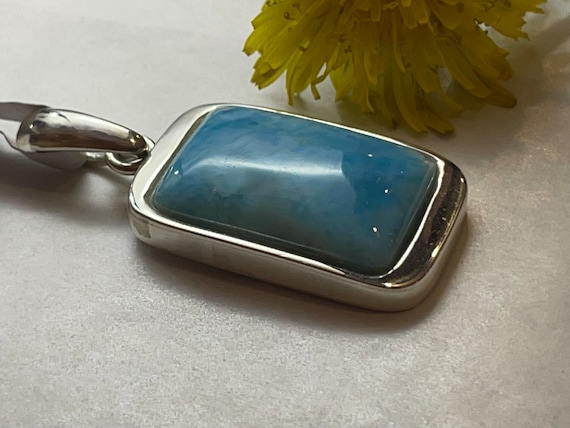 Very nice Larimar Pendant in an extravagant design with silver (925) sterling.