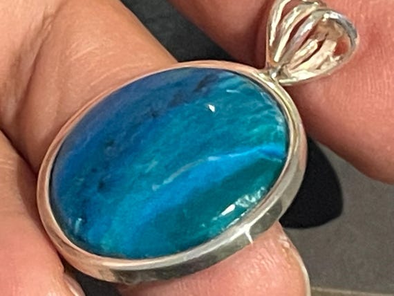 Genuine precious opal with matrix (Africa) pendant in sterling silver (925) in a special design