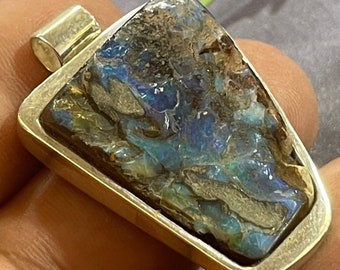 Pendentif Opale Boulder Sertie Argent - Pierre D'Australie | Modèle AR165, Neuf Avec étiquettes