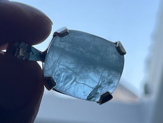 Very special and big Aquamarin Pendant with an unique Design in Silver  ( 925 ) Sterling.