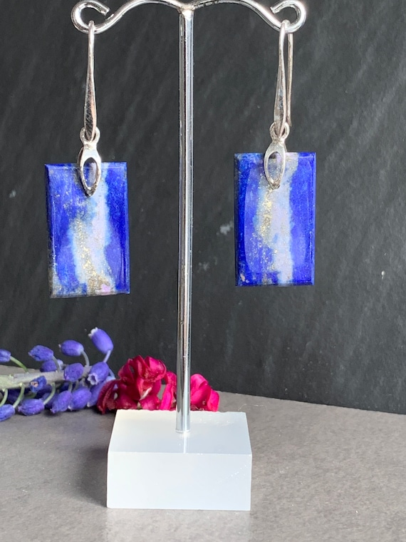 Beautiful  Lapislazuli Earrings handmade in silver 925 sterling
