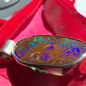 Boulder Opal (Australia) Pendant in Sterling Silver (925)