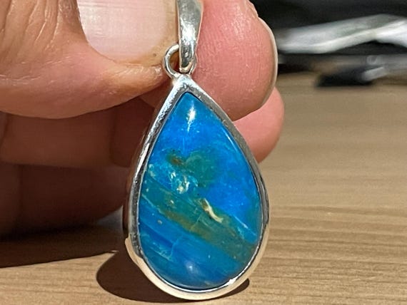 Genuine precious opal with matrix (Africa) pendant in sterling silver (925) in a special design
