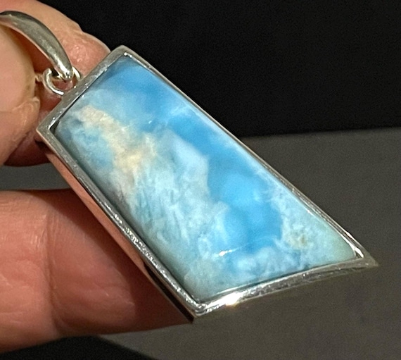 Very nice Larimar Pendant in an extravagant design with silver (925) sterling.