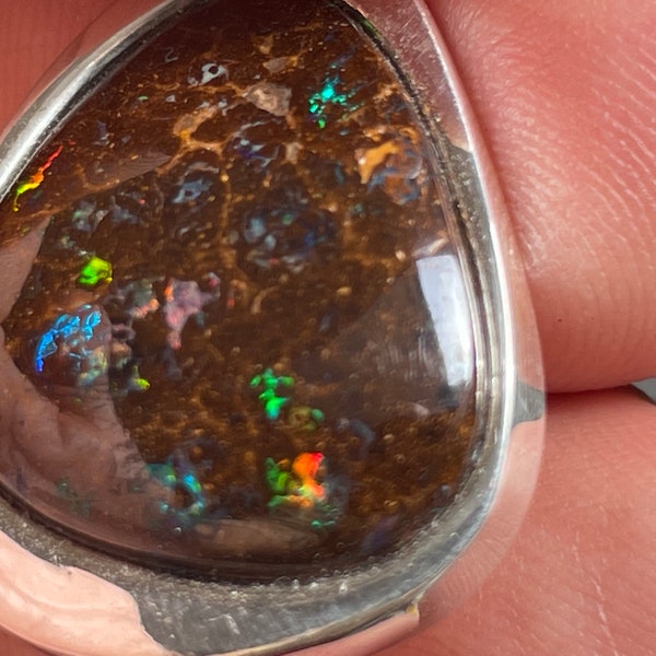 Boulder Opal (Australië) Hanger in Sterling Zilver (925)