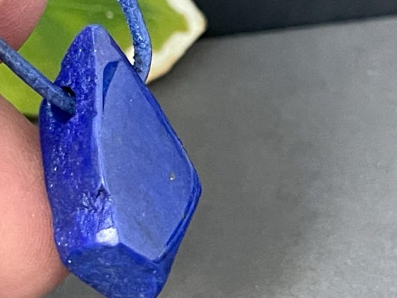 Drilled lapis lazuli pendant, deep blue tone, reversible, fantasy shape, gemstone pendant, gift for her