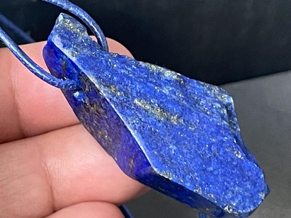 Drilled lapis lazuli pendant, deep blue tone, reversible, fantasy shape, gemstone pendant, gift for her