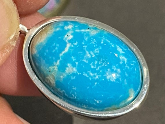 Real turquoise pendant in silver (925) sterling