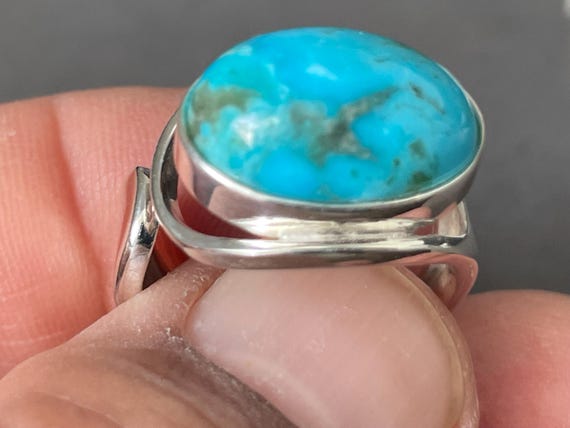 Genuine turquoise ring silver (925) sterling