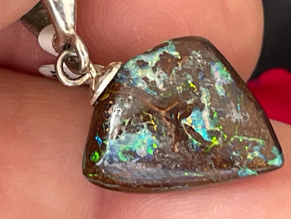 Boulder Opal (Australia) Pendant in Sterling Silver (925)