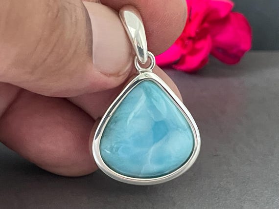 Very nice Larimar Pendant in an extravagant design with silver (925) sterling.