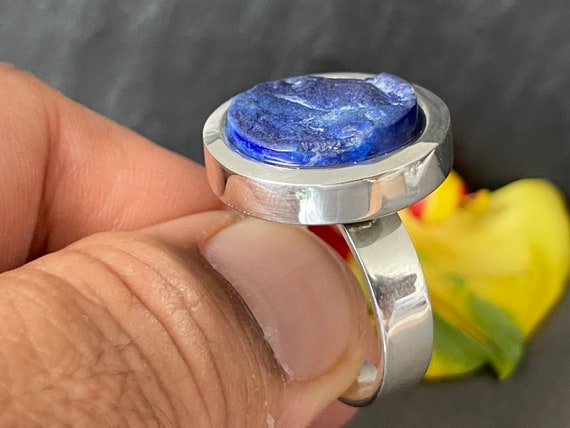 Beautiful  Lapislazuli Ring handmade in silver 925 sterling