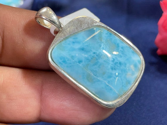 Very nice Larimar Pendant in an extravagant design with silver (925) sterling.