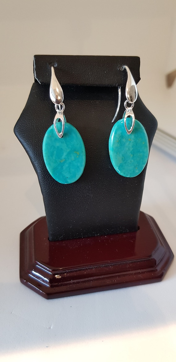 Genuine turquoise earrings with beautiful silver