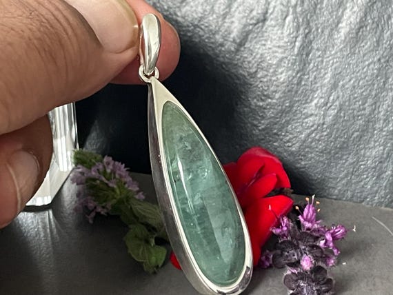 Very special and big Aquamarin Pendant with an unique Design in Silver  ( 925 ) Sterling.