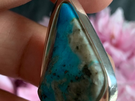 Real turquoise pendant in silver (925) sterling