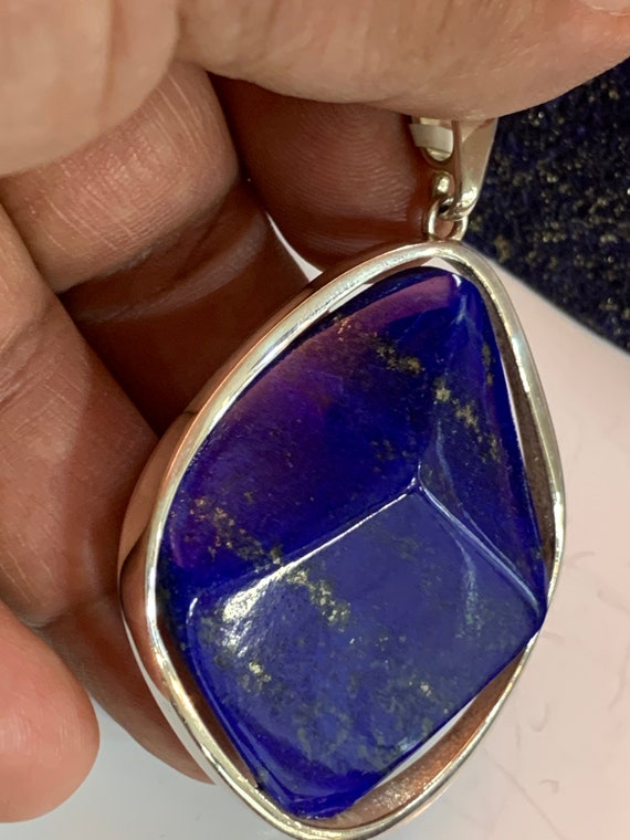 Large lapis lazuli pendant with silver