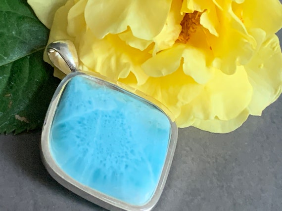 Very nice Larimar Pendant in an extravagant design with silver (925) sterling.