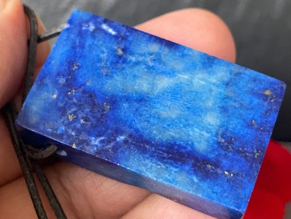 Large lapis lazuli pendant drilled – spiritual gemstone jewelry as a unique piece for intuition, truth & new energy, natural color!