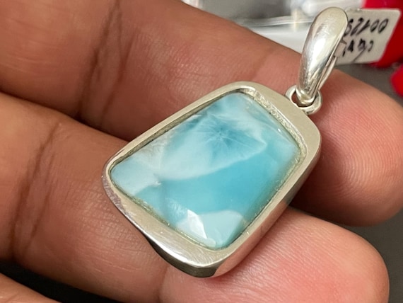 Very nice Larimar Pendant in an extravagant design with silver (925) sterling.