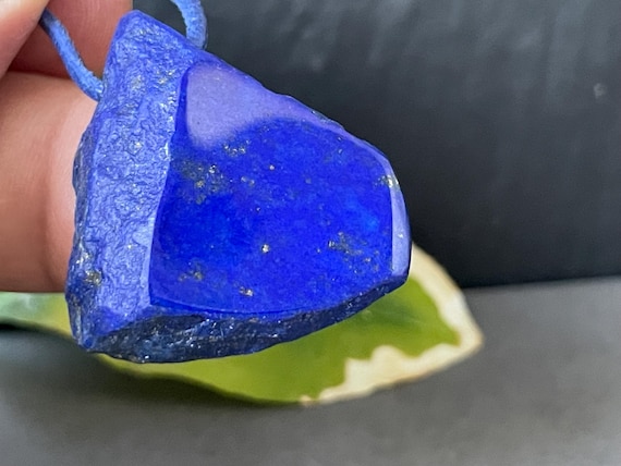 Drilled lapis lazuli pendant, deep blue tone, reversible, fantasy shape, gemstone pendant, gift for her