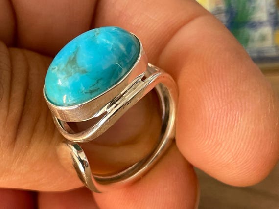 Genuine turquoise ring silver (925) sterling