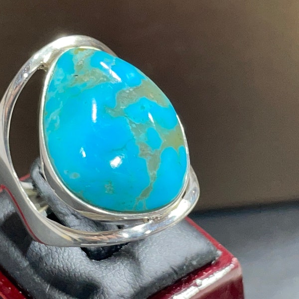 Véritable bague turquoise en argent (925) sterling